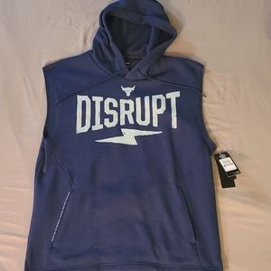 XL Blue UA Project Rock Sleeve-less Hoodie